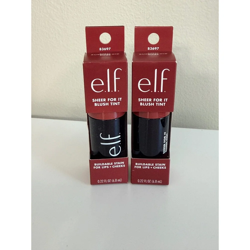 e.l.f. Sheer For It Blush Tint Women 0.22oz Burgun-Did That 2pk Makeup NWT